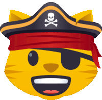 Cat Face With Pirate Hat Joypixels Sticker - Cat Face With Pirate Hat Cat Joypixels Stickers