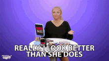 Really I Look Better Than She Does Cat Warner GIF - Really I Look Better Than She Does Cat Warner I Look Better GIFs