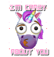 Im Crazy About You Crazy In Love Sticker - Im Crazy About You Crazy In Love Cross Eyed Unicorn Stickers