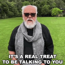 Its A Real Treat To Be Talking To You Cameo GIF - Its A Real Treat To Be Talking To You Cameo Nice To Meet You GIFs
