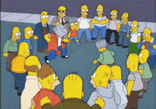 Hombres De La Familia Simpson Peleando GIF - Los Simpsons Pelea Pelea Ollas En La Cabeza GIFs