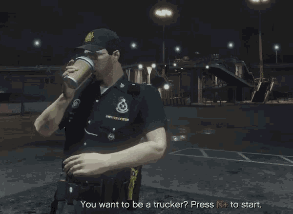 Police Officer Coffee GIF - Police Officer Coffee Trucker - Discover