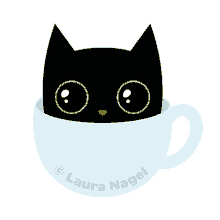 cute kawaii cat black cat coffee