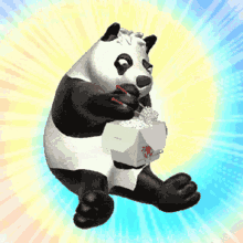 Panda Eating Rice GIF - Panda Eating Rice Chopsticks GIFs