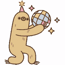 sloth sparkle cute ball disco