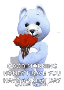 Good Morning Bear GIF - Good Morning Bear Flowers GIFs