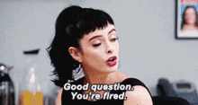 Good Question Youre Fired GIF - Good Question Youre Fired Krysten Ritter GIFs