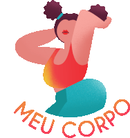 Curvy Girl Says My Body In Portuguese Sticker - Proudly Me Meu Corpo My Body Stickers