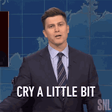Cry A Little Bit Saturday Night Live GIF - Cry A Little Bit Saturday Night Live Snl Weekend Update GIFs