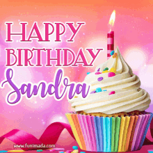 Happy Birthday Sandra Celebration GIF - Happy Birthday Sandra Celebration Cupcake GIFs