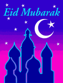 eid mubarak night stars crescent moon happy eid mubarak