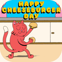 cheeseburger day happy cheeseburger day its cheeseburger day happy dance cat