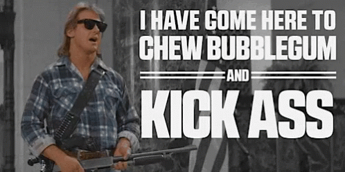 kicking ass and chewing bubble gum