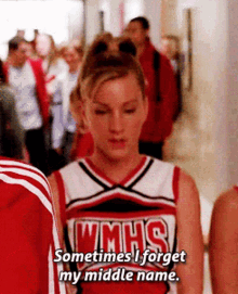 glee brittany pierce sometimes i forget my middle name middle name cheerleader