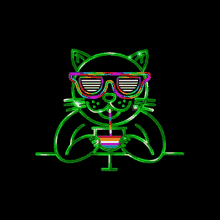 Neon Cat Drinking GIF - Neon Cat Drinking Green Neons GIFs