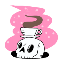 Coffee Skull Sticker - Coffee Skull Skeleton Stickers