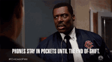 phones stay in pockets until the end of shift eamonn walker wallace boden chicago fire no phones