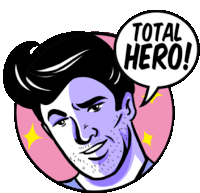 Handsome Man Saying "Total Stud!" Sticker - Obscure Emotions Total Hero Smirk Stickers