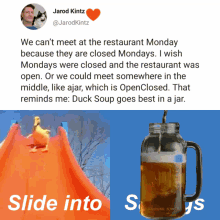 mondays meet restaurants slide into ducks