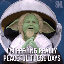 Im Feeling Really Peaceful These Days Baby Yoda GIF - Im Feeling Really Peaceful These Days Baby Yoda Kyle Mooney GIFs