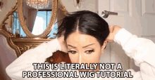This Is Literally Not A Professional Wig Tutorial Wearing A Wig GIF - This Is Literally Not A Professional Wig Tutorial Wig Tutorial Wig GIFs