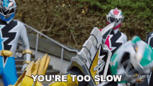 Youre Too Slow Izzy GIF - Youre Too Slow Izzy Green Dino Fury Ranger GIFs