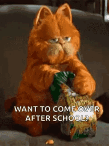 Garfield Eating GIF - Garfield Eating Want To Come Over GIFs
