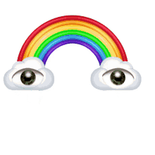 emoji creepy eyes rainbow raining sunshine