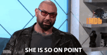She Is So On Point Dave Bautista GIF - She Is So On Point Dave Bautista The Imdb Show GIFs