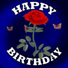 Happy Birthday Rose Happy Birthday Flower GIF - Happy Birthday Rose Happy Birthday Flower Birthday Red Rose GIFs