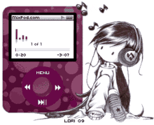 cartoon girl cute music listening