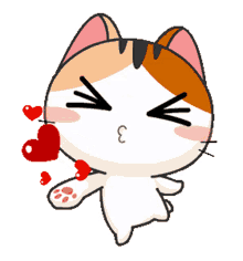 cat kitty flying kiss blow kiss hearts