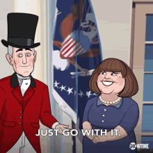 Just Go With It Ill Explain Everything During Our Evening Side Hug GIF - Just Go With It Ill Explain Everything During Our Evening Side Hug Our Cartoon President GIFs