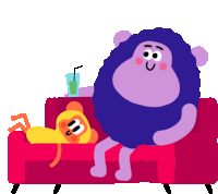 Monkey And Bear Relax On The Couch Sticker - Best Friends Watching Tv Watching A Movie Stickers
