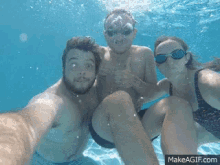 family swim underwater