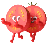 Tomato Halves Playfully Run Together Sticker - The Other Half Tomato Run Stickers