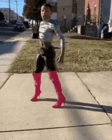 Hot Pink Boots Flip GIF - Hot Pink Boots Flip Trick Move GIFs