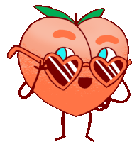 Peach Pulling Down Heart Sunglasses With Flirty Eyes Sticker - Peachieand Eggie Google Heart Glasses Stickers