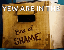 Yew Are In The Box Of Shame Embarrassed GIF - Yew Are In The Box Of Shame Box Of Shame Embarrassed GIFs