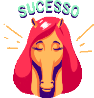 Horse With Eyes Shut Says Sucess In Portuguese Sticker - Beauty Ride Sucesso Good Job Stickers