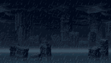 art rainfall pixel city animation