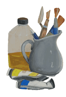 oil paint oilpaint jug brushes