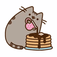 pusheen breakfast butter pancake fat cat