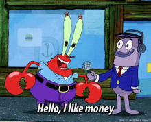 hello money giveittome mr krabs spongebob
