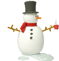 Snowman With Warm Drink In Hand Sticker - Christmas Cheer Snowman Melting Stickers