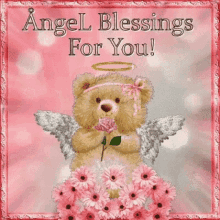Angelblessings For You Angel GIF - Angelblessings For You Angel Teddy Bear Flowers GIFs