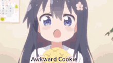 Anime Awkward Cookie GIF - Anime Awkward Cookie Bite GIFs