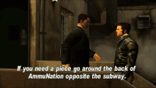 gta grand theft auto gta one liners if you need a piece go around the back of ammunation opposite the subway gta grand theft auto gta one liners if you need a piece go around the back of ammunation opposite the subway