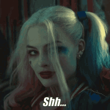 Margot Robbie Shh GIF - Margot Robbie Shh Harley Quinn GIFs