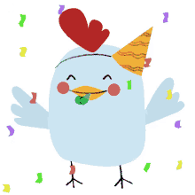 dancing chicken celebrate party confetti